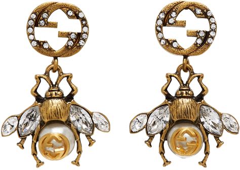 bee earrings dangle gucci|gucci embroidered earrings.